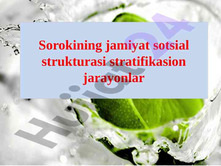 Sorokining jamiyat sotsial strukturasi va stratifikasion