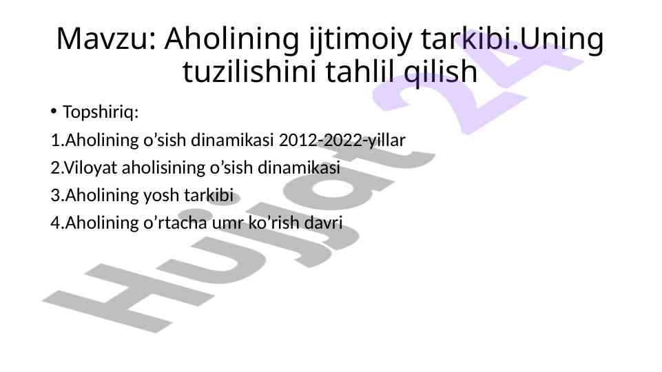 Aholining ijtimoiy tarkibi tahlili 2012-2022