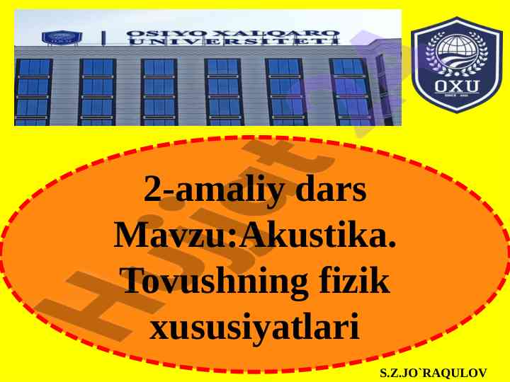 Akustika tovushning fizik xususiyatlari