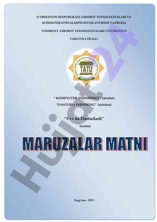 C++ dasturlash uslubiy ko‘rsatmalari