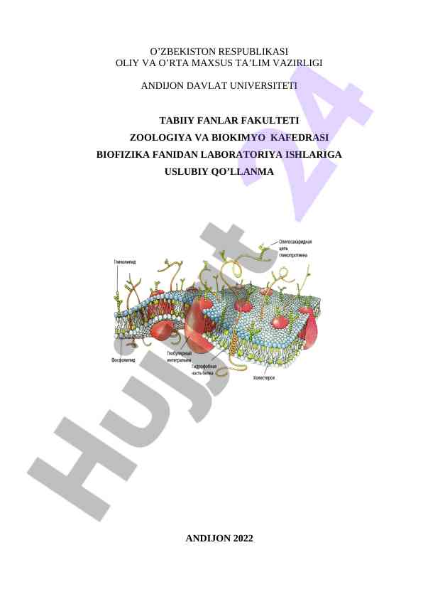 Biofizika fanidan laboratoriya ishlari uslubiy qo'llanma