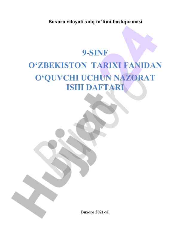 Nazorat ishida o‘zbek tarixi testlari
