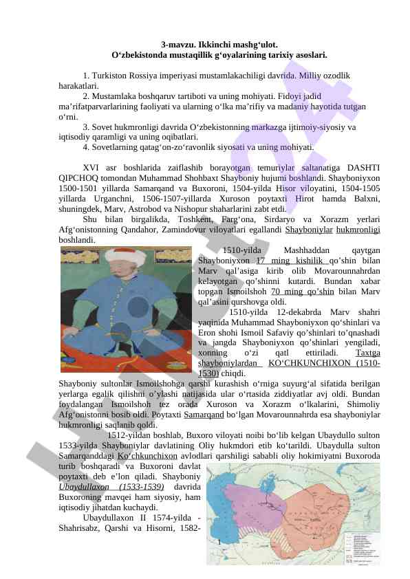 O‘zbekistonda mustaqillik g‘oyalarining tarixiy asoslari