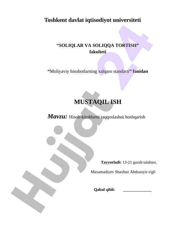 Hisob-kitoblarni taqqoslashni boshqarish tahlili