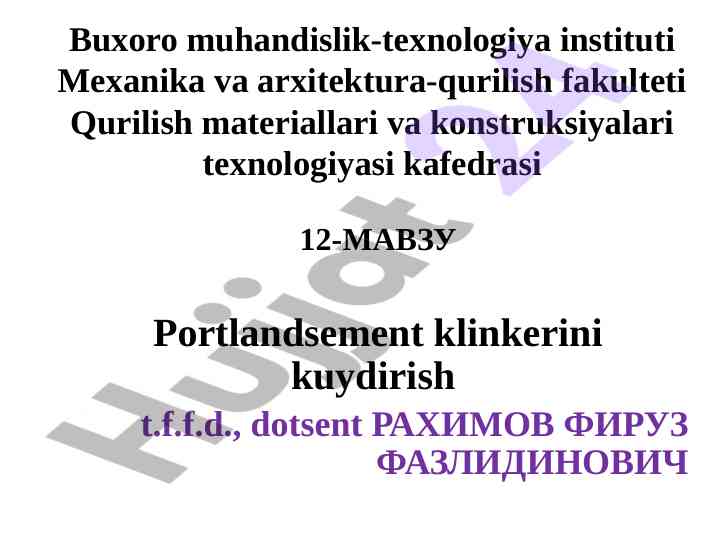 Portlandsement klinkerini kuydirish jarayoni