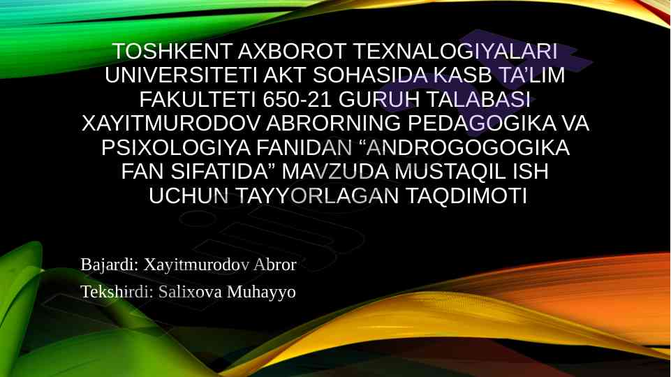 Androgogika fan sifatida taqdimot