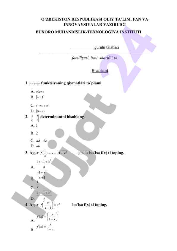 Matematik funktsiyalar va aniqlanish sohalari
