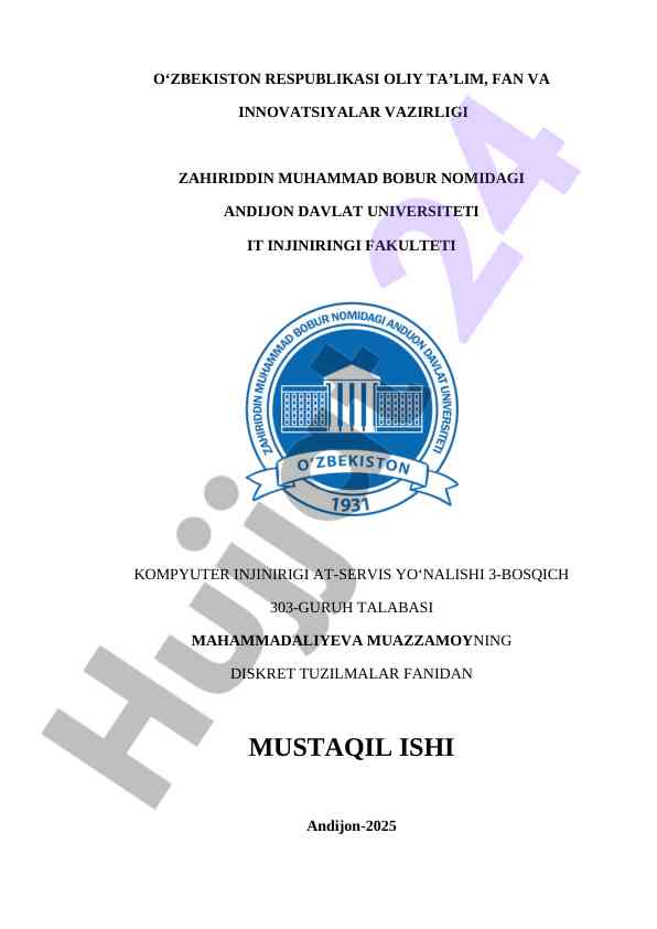 Diskret tuzilmalardagi to'plamlar nazariyasi