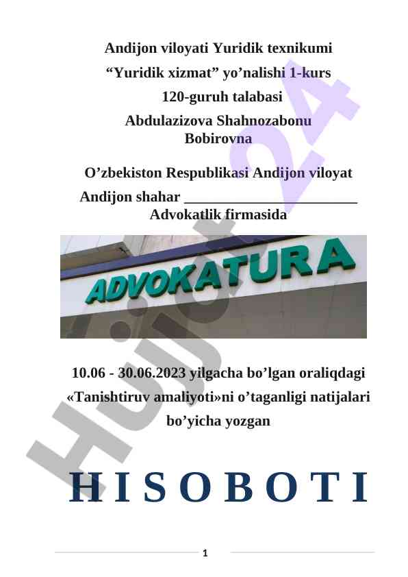 Tanishtiruv amaliyoti natijalari hisoboti 2023