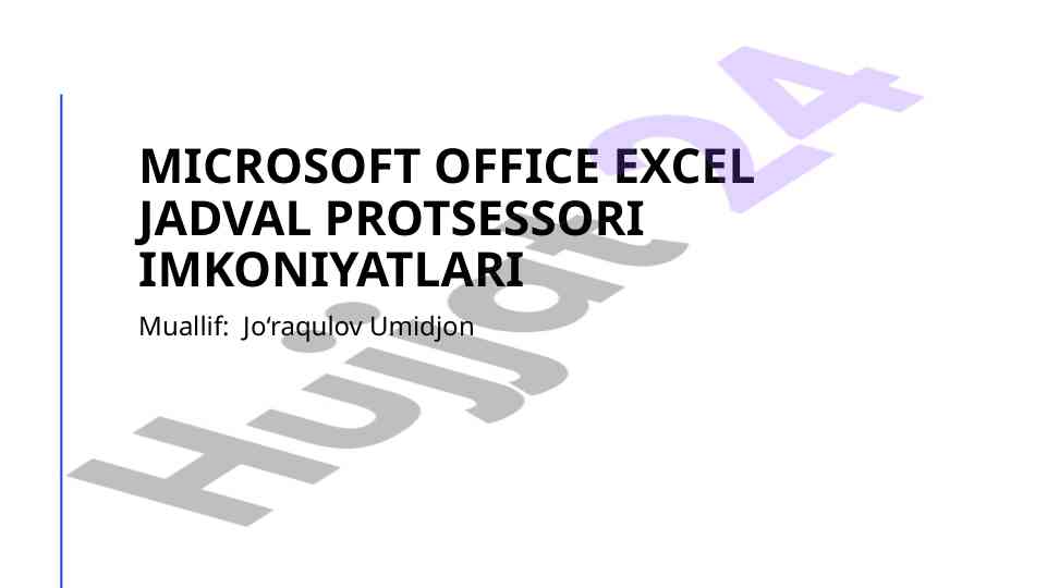 Microsoft office excel funktsiyalari va imkoniyatlari
