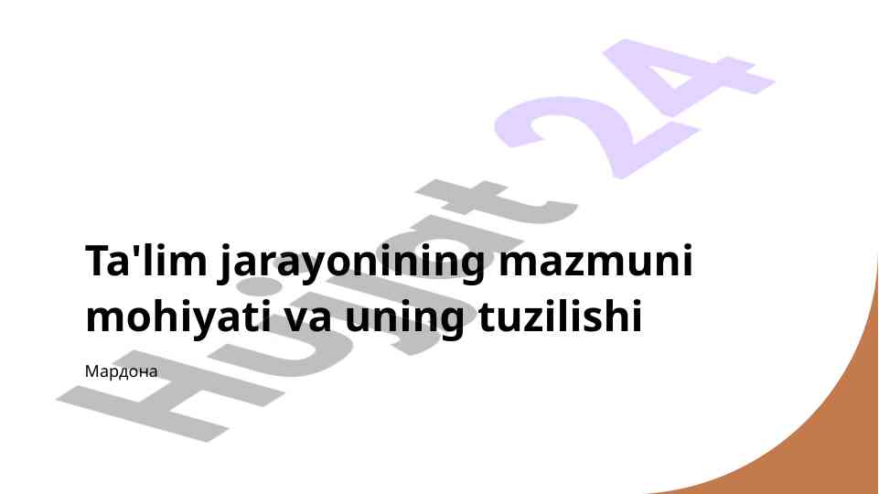 Ta'lim jarayonining mohiyati va tuzilishi tahlili