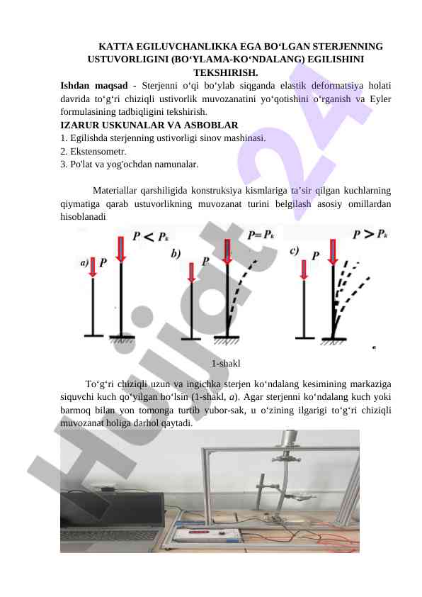 Sterjen ustivorligini tekshirish boshqarilishi