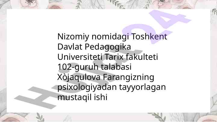 Ong ostiga doir psixologik tahlil