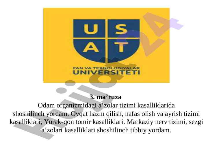Odam organizmidagi a'zolar tizimi kasalliklari