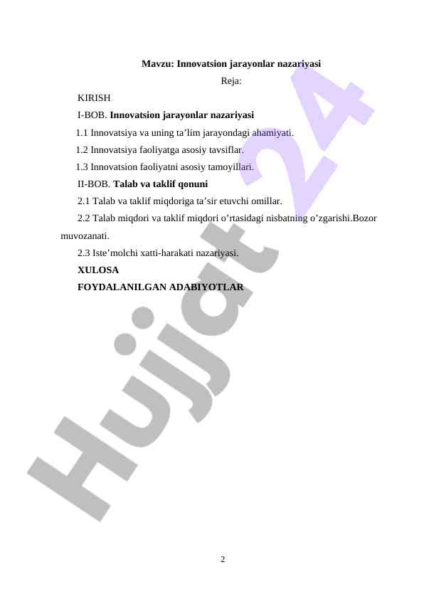 Innovatsion Jarayonlar Nazariyasi