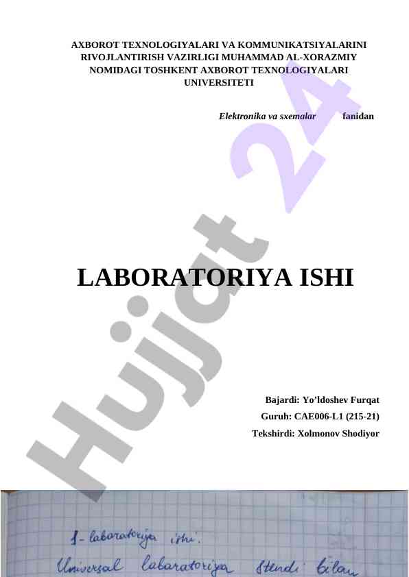 Elektronika va sxemalar fanidan laboratoriya ishlari