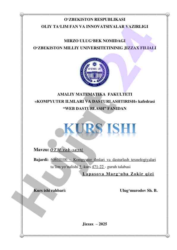 Web dasturlash kurs ishining amaliy tadqiqotlari