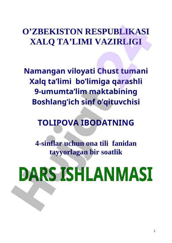 Kishilik olmoshlari yuzasidan umumiy takrorlash
