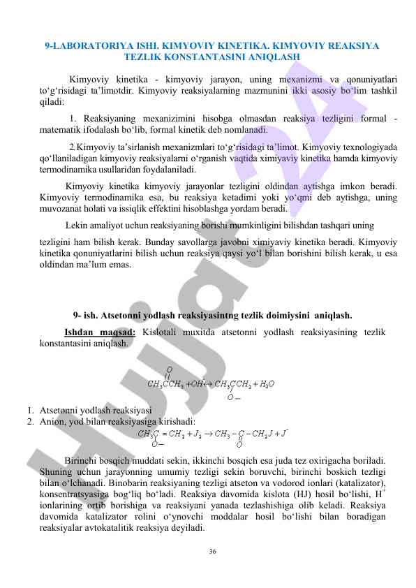 Kimyoviy kinetika va reaksiyalar tezligi