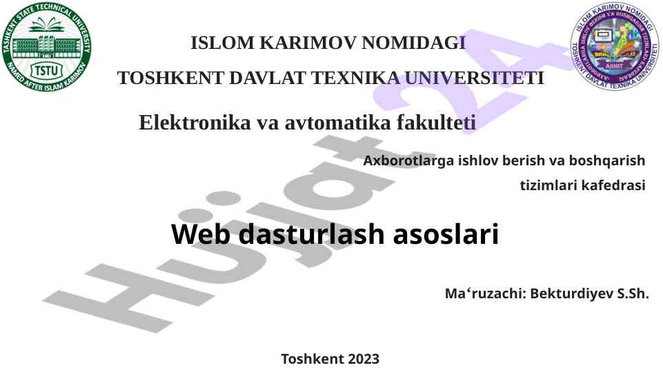 Web dasturlash asoslari haqida maʼlumotlar
