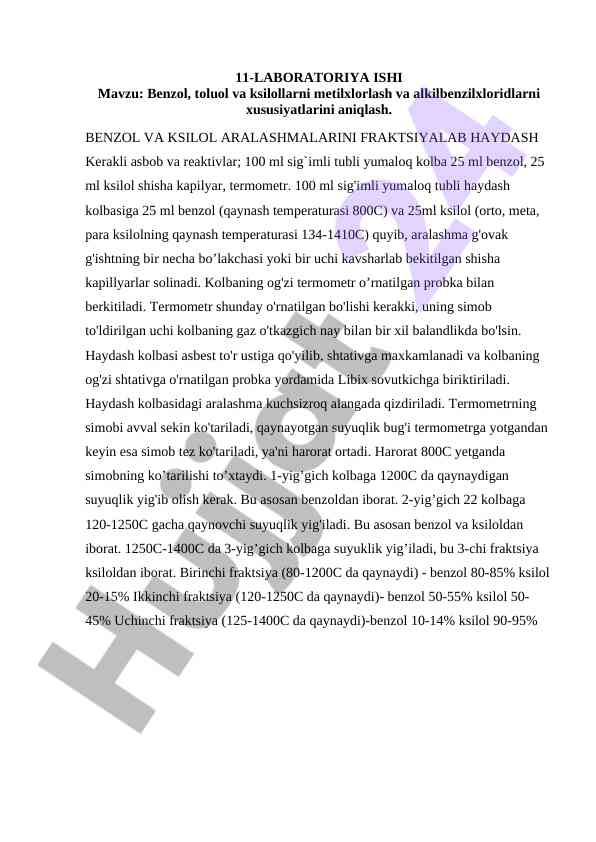 Benzol va ksilollarni metilxlorlash
