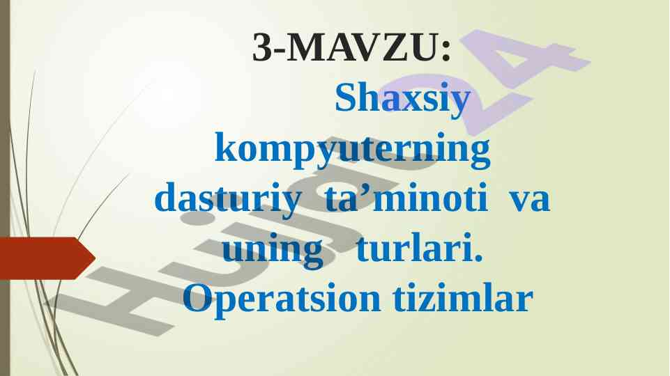 Shaxsiy kompyuter va dasturiy ta'minot turlari