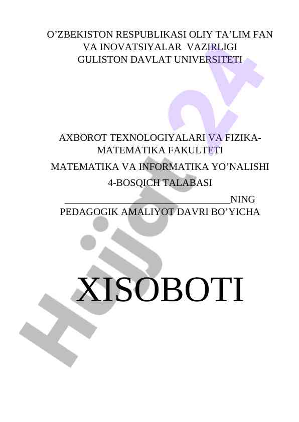 Pedagogik amaliyot davri hisoboti guliston universiteti