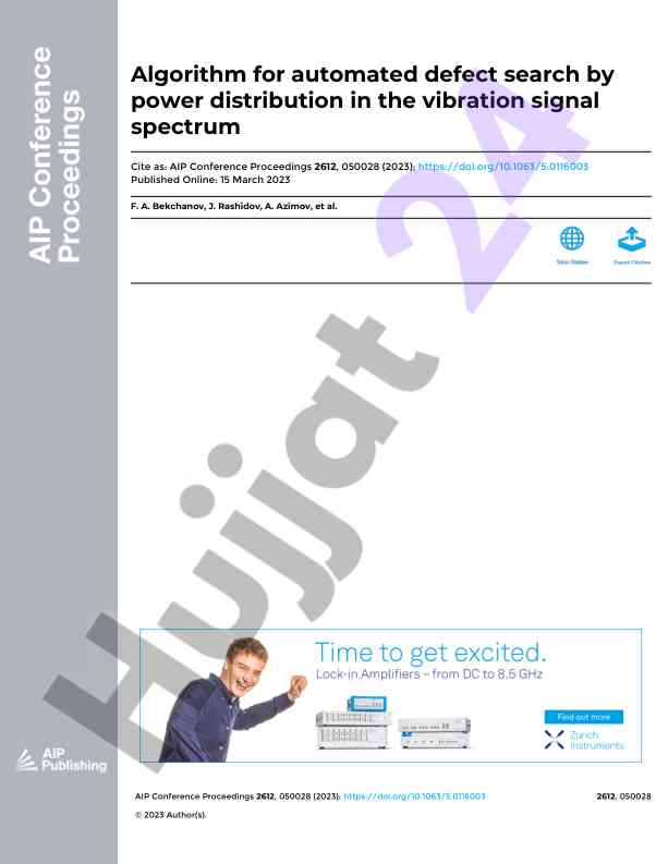 Vibratsiya signal spektrida avtomatlashtirilgan defekt qidiruvi