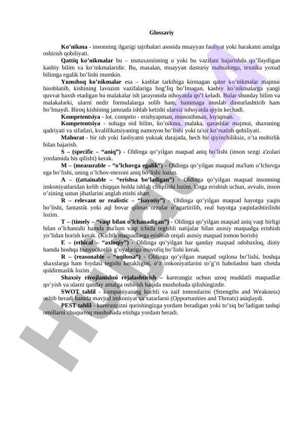Ko‘nikmalar va kompetentsiyalar haqida ma'lumotlar