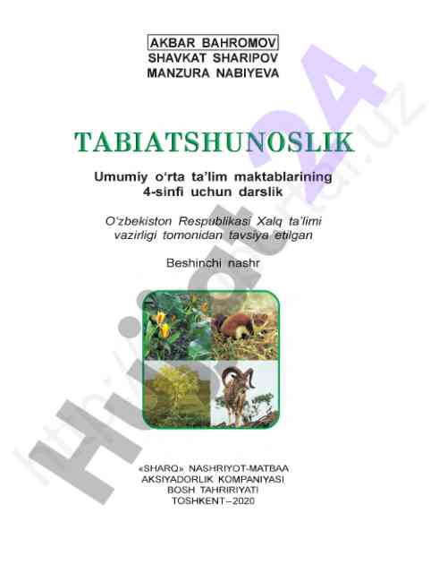 Tabiatshunoslik darslik 4-sinf uchun tavsiya etilgan