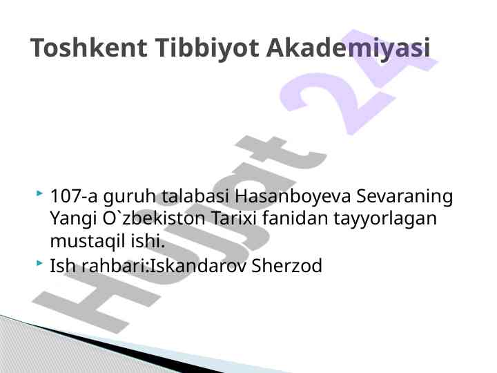 Yangi o'zbekiston tarixi mustaqil ish