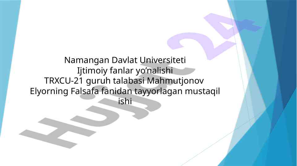 Yoshlar axloqiy madaniyati haqida mustaqil ish