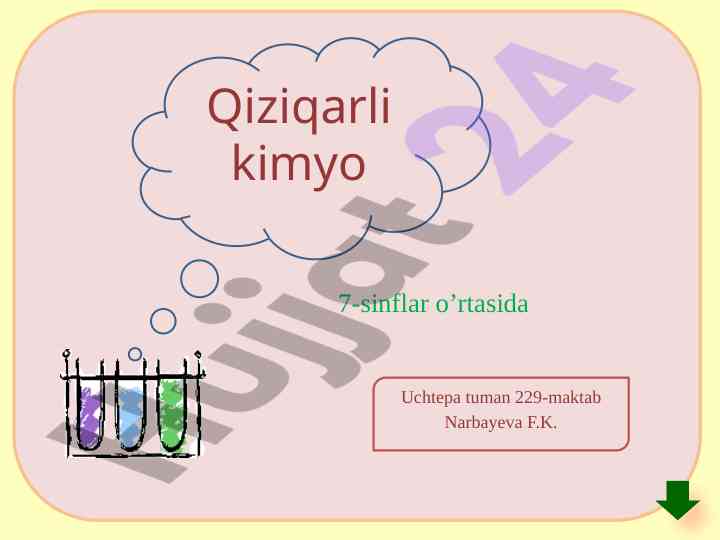 Qiziqarli kimyo darslari uchun reja