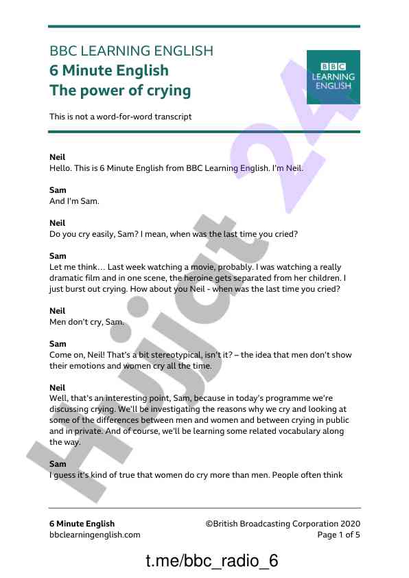 The power of crying in 6 minute english