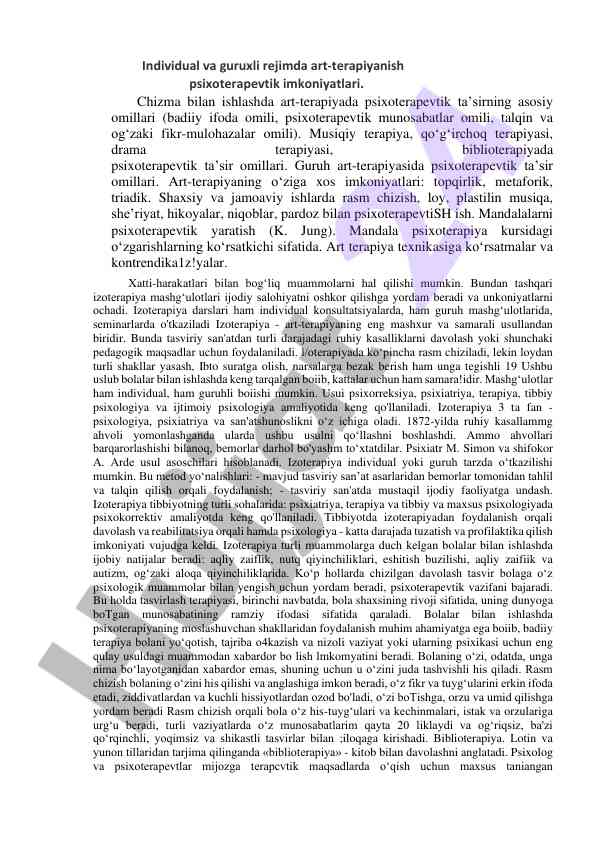 Art-terapiyaning psixoterapevtik imkoniyatlari