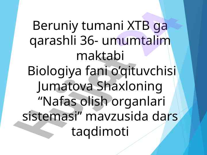 Nafas olish organlari sistemasi taqdimoti