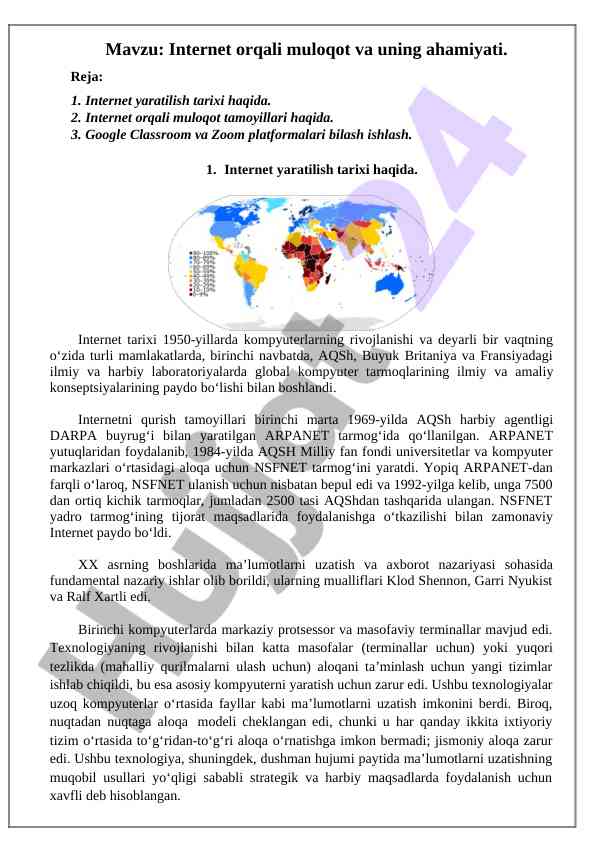 Internet orqali muloqot va uning ahamiyati