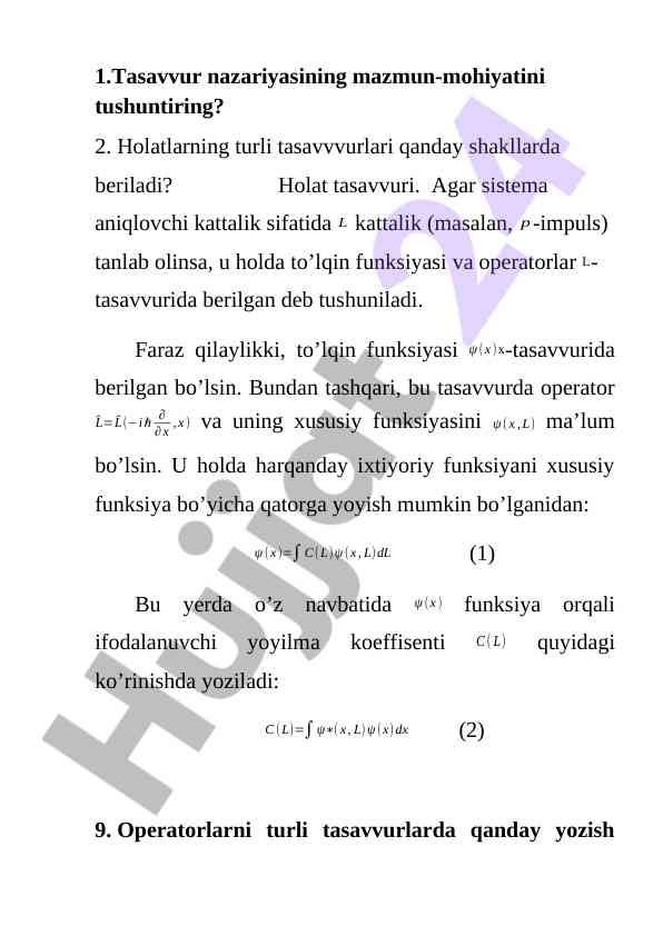 Tasavvur nazariyasining shakllari va operatorlar