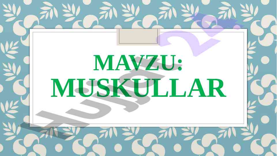 Muskullar bilan bog‘liq biologik tuzilmalar