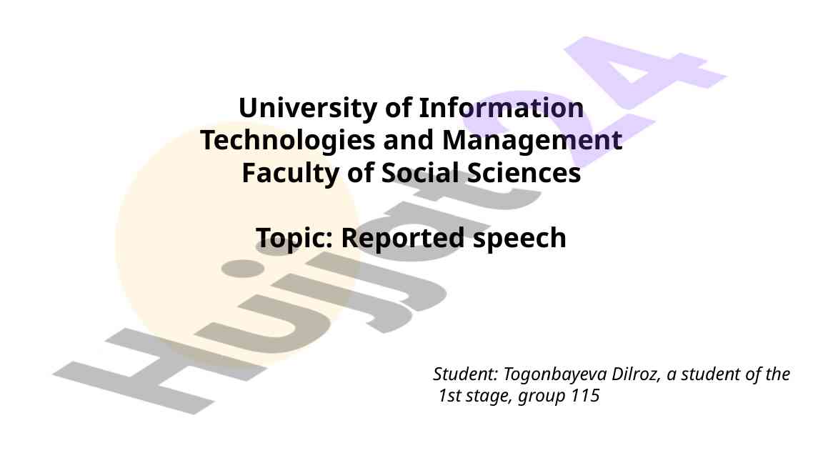 Reported Speech Tushunchasi Va Qo‘llanishi
