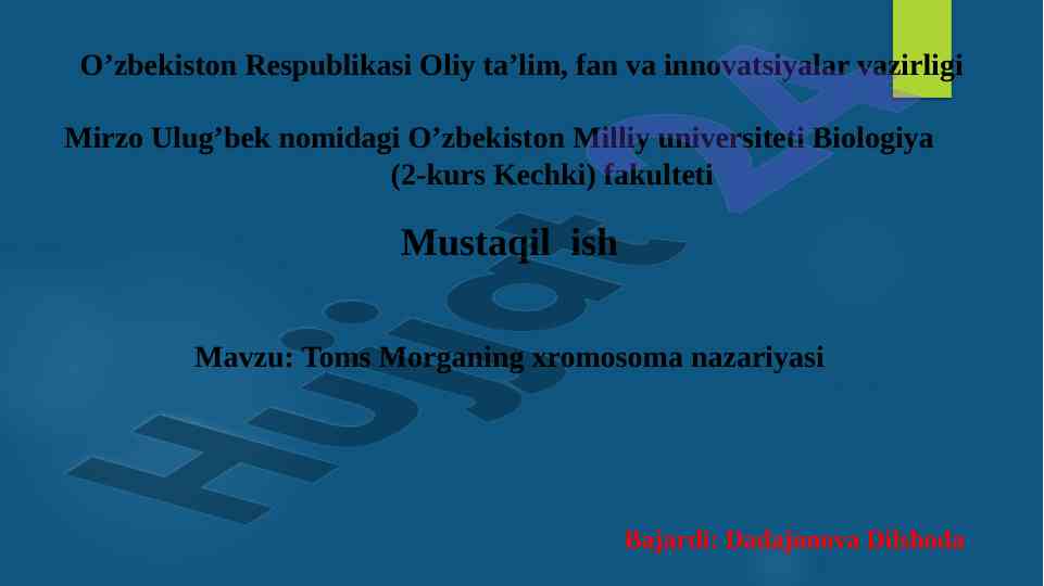 Genetik kodlar va toms morganing xromosoma nazariyasi