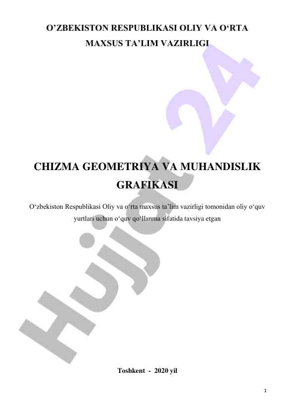 Chizma geometriya va muhandislik grafikasi o‘quv qo‘llanma