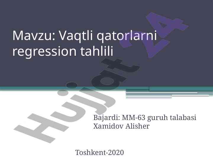 Vaqtli qatorlarni regression tahlili
