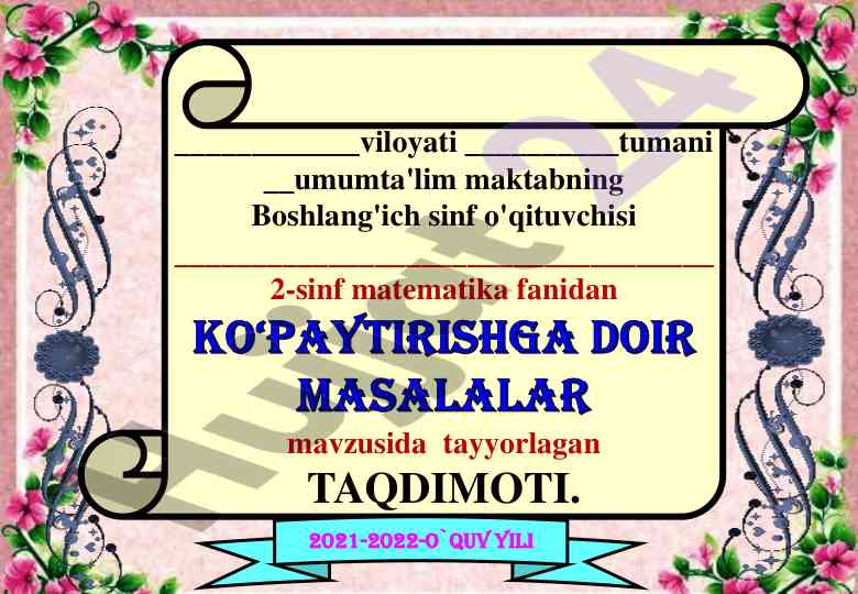 Ko'paytirishgada o'rganish bo'yicha taqdimot