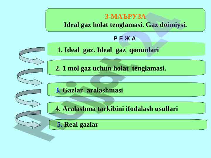 Ideal gaz hоlat tenglamasi va qonunlari