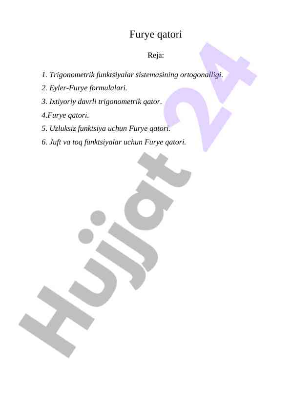 Furye qatori va trigonometrik funktsiyalar