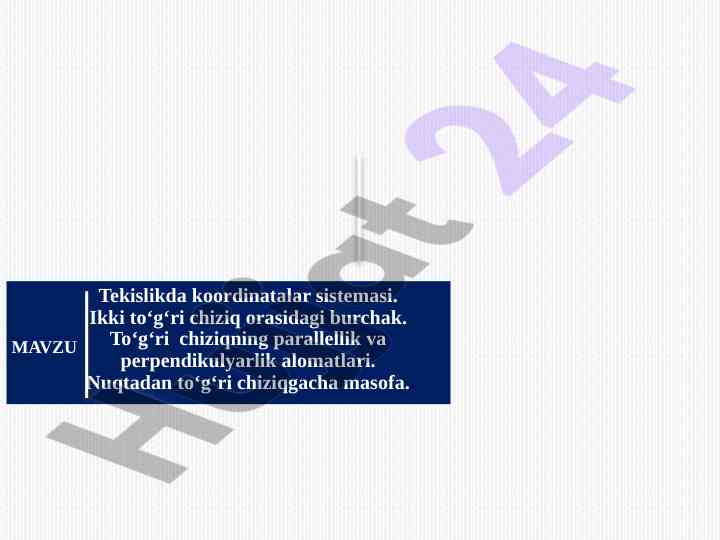 Tekislikda koordinatalar sistemasi va masofalar