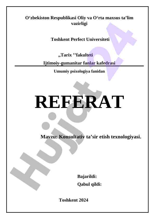 Konsultativ ta’sir etish texnologiyasi haqida referat