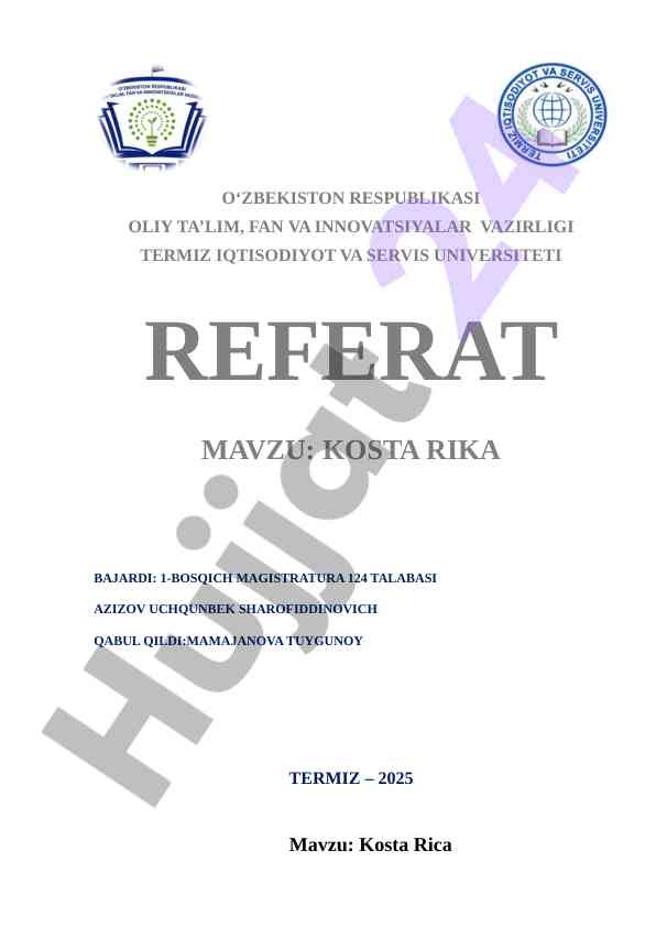 Kosta rica iqtisodiy jarayonlari va xavflari tahlili