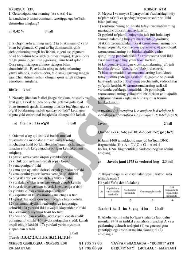 Genetika fennida olingan kuchli savollar